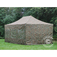 Pop up gazebo FleXtents Pop up canopy Folding tent PRO 4x6 m Camouflage/Military, incl. 8 sidewalls