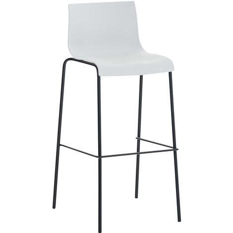 Set 2x Taburete Hover con Asiento de Plástico & Base de Metal Blanco Negro