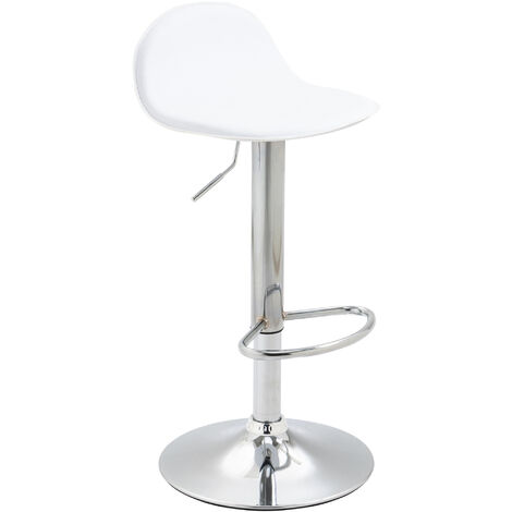 Taburete De Bar Lana V2 En Simil Cuero Blanco Cromado