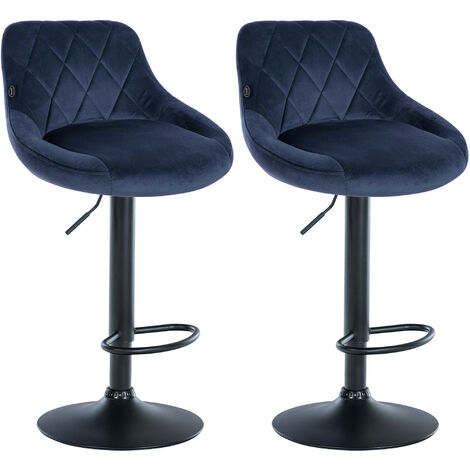 Set de 2 Taburetes Lazio en terciopelo Azul Negro