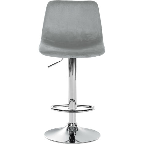 Set de 2 taburetes de bar Divo en terciopelo Gris Metal cromado
