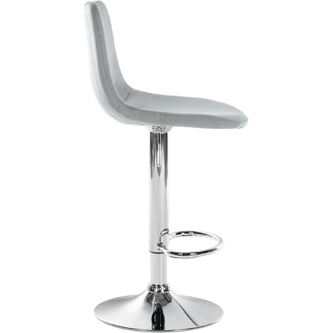 Set de 2 taburetes de bar Divo en terciopelo Gris Metal cromado