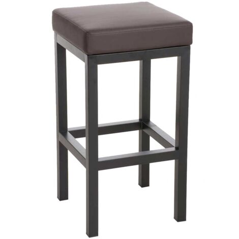 Taburete de bar Taylor Revestimiento de polipiel Altura del asiento 78 cm Estructura de metal negro Marrón (1/3)