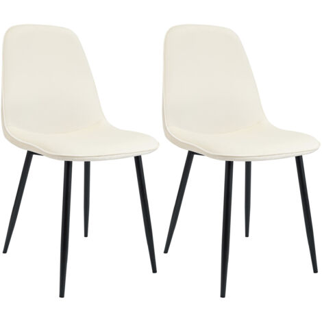 Juego de 2 Sillas de Comedor Maryam Crema Terciopelo (1/5)