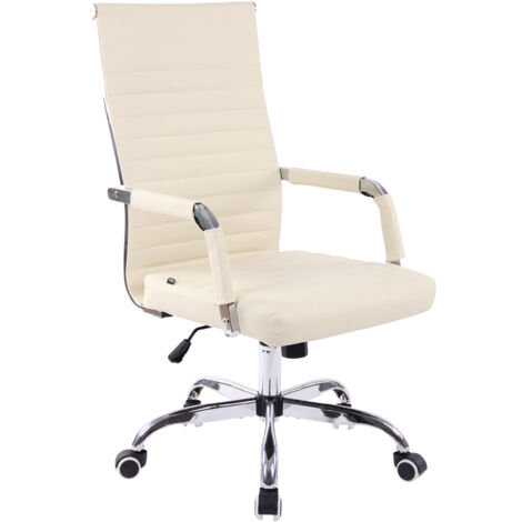 Silla De Oficina Amadora en polipiel o tela Crema Simil cuero