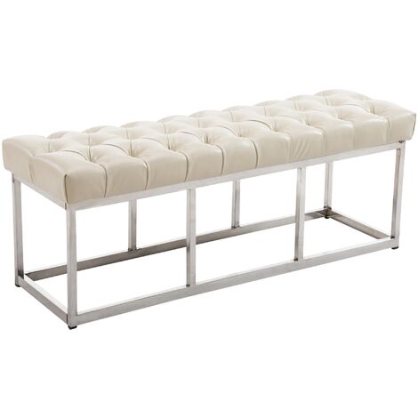 Taburete Pie de Cama Amun Con Base en Acero Inox. Crema 120 cm (1/4)