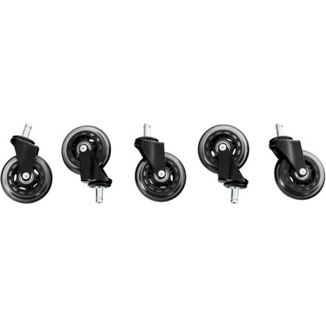 Set 5x Ruedas para Sillas de Oficina Negro