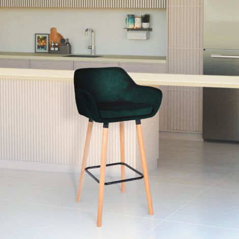 Set De 2 Taburetes Grant En Terciopelo Verde