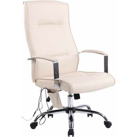 Silla De Oficina Portland Con Función De Masaje Crema Simil cuero (1/2)