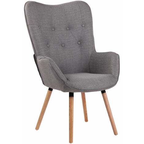 Sillón Nórdico Ashford Tapizado En Tela Gris Natural