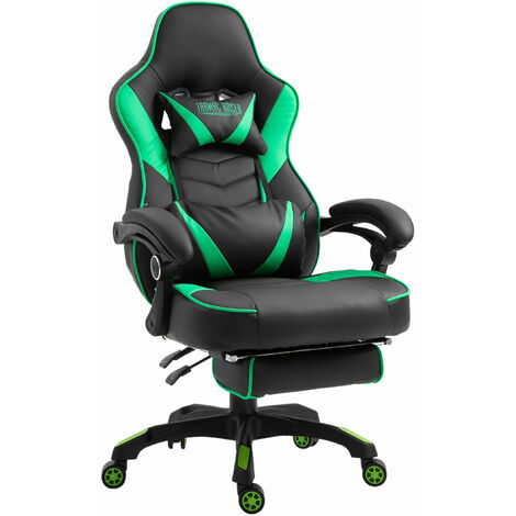 Silla Gaming Tilos En Simil Cuero Negro/verde