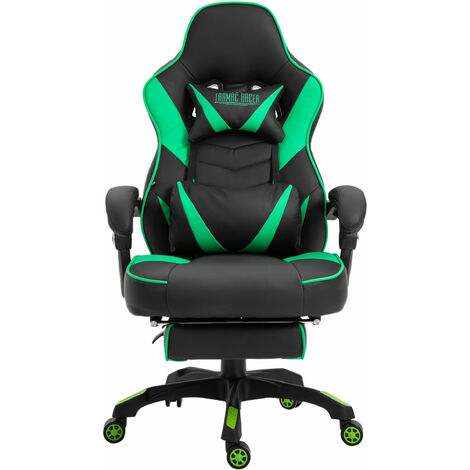 Silla Gaming Tilos En Simil Cuero Negro/verde