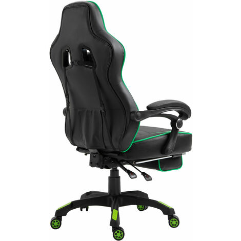 Silla Gaming Tilos En Simil Cuero Negro/verde