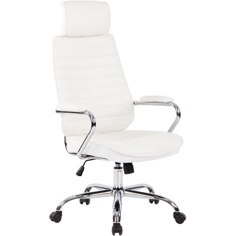 Silla de oficina Rako de cuero auténtico Blanco (1/5)