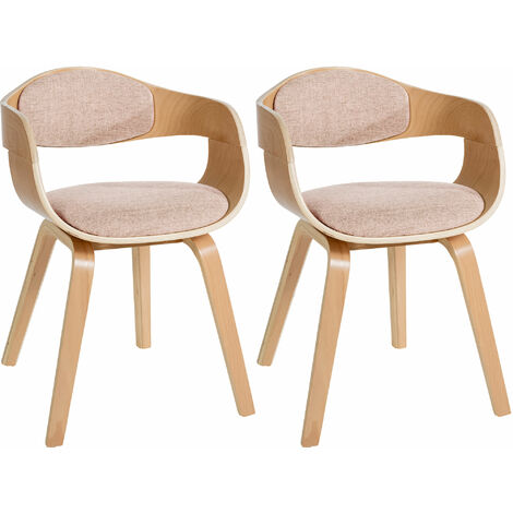 Set de 2 sillas de comedor Kingston de tela y madera Natural/crema