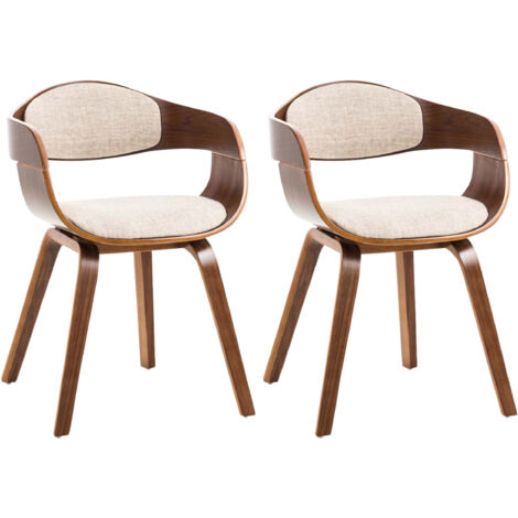 Set de 2 sillas de comedor Kingston de tela y madera Nogal/crema