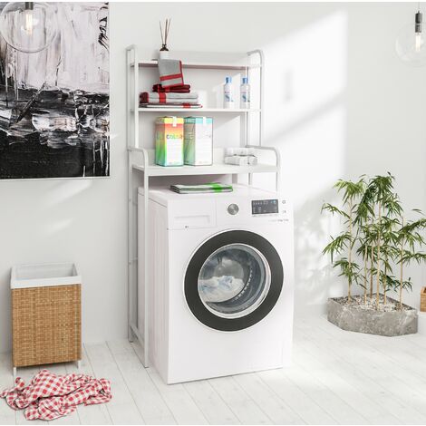 Mueble para lavadora con estante corredero en Blanco Al.105x71x65cm