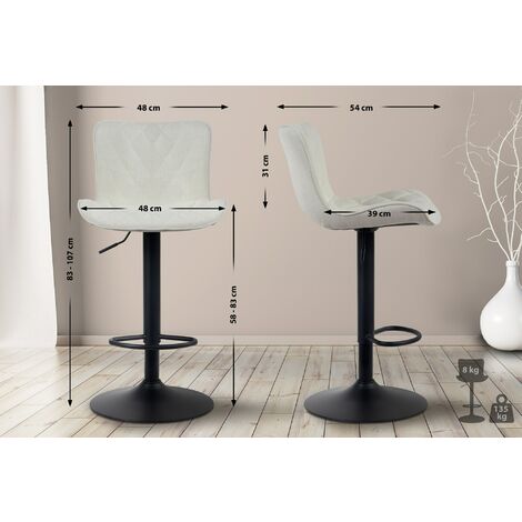 Set de 2 Taburetes de bar Emma Crema Tela