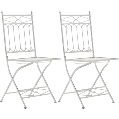 Set de 2 Sillas de balcón Asina plegables Blanco antiguo (1/5)
