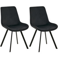 Lote de 2 sillas de comedor Lewes terciopelo Negro