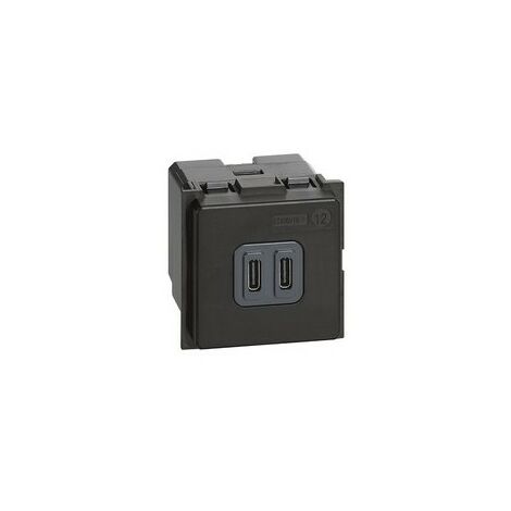 Cargador doble USB Tipo C Bticino K4286C2 Living Now 2 modulos