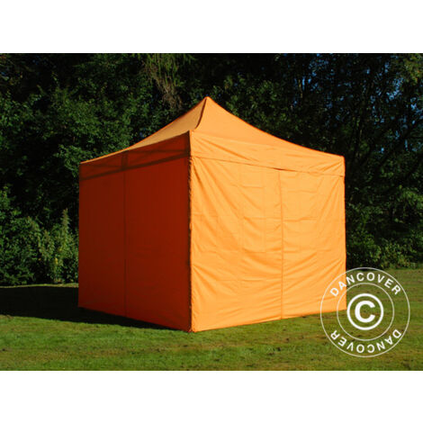 Faltzelt Faltpavillon Wasserdicht FleXtents PRO Steel 3x3m Orange, mit 4 Seitenwänden (1/5)