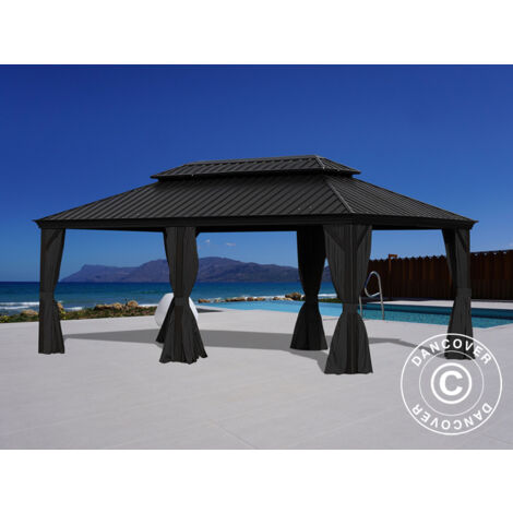 Ersatz-Moskitonetz Für Pavillon 3x3,6m – Mit Reißverschlüssen, Wasserdicht | 4 Seitenteile, Schwarz, Polyester