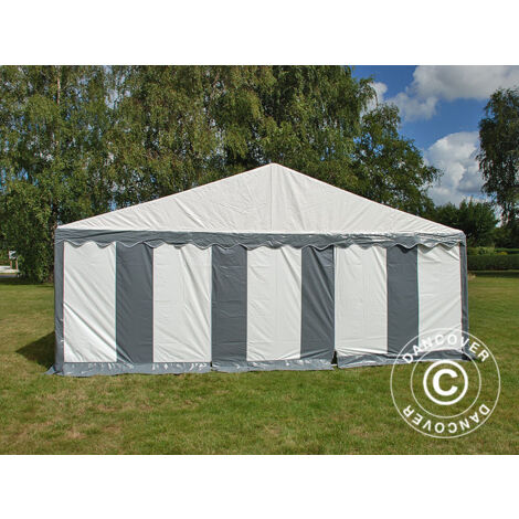 Partyzelt 6x8m Weiß-grau - Wasserdicht, PVC 560g/m², Robustes Stahlrohr-Gestell