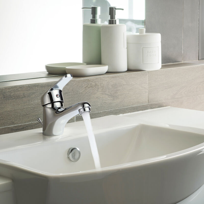 Rubinetto Lavabo Monocomando Auralum - Con Scarico A Saltarello, Cromato