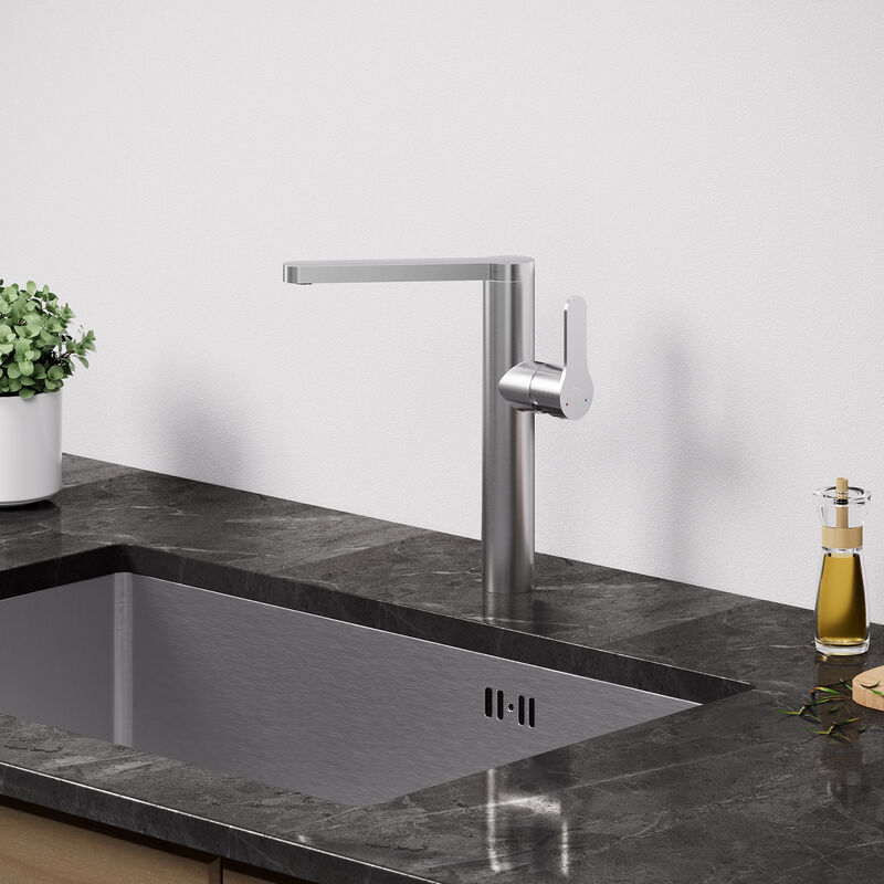 Rubinetto cucina con becco alto, girevole a 360 Miscelatore monocomando Lavello in acciaio inox, Rubinetto da cucina con Aeratore rimovibile, acqua