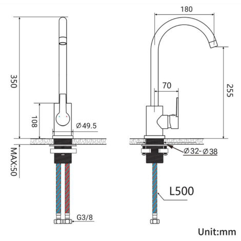 Auralum Rubinetto Lavabo con L'aeratore Forma ad arco grande Rubinetto in  ottone Miscelatore Monocomando per