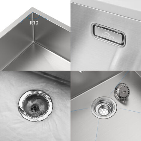75x45cm Lavello Incasso 2 vasche Acciaio Inox Lavello da Cucina Lavandino Cucina con dispenser per sapone 300 ml, Troppopieno e Sifone