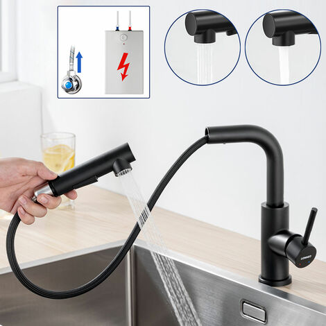 Rubinetto da Cucina Girevole a 360 con Doccetta Estraibile 40cm in Acciaio  Inossidabile 7-Form Miscelatore Monocomando per Lavello con gorgogliatore  removibile