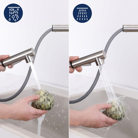 Rubinetto Cucina Con Doccetta Estraibile - Acciaio Inox 304, 2 Modalità, Girevole 360° - Foto 9