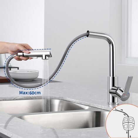 Rubinetto Lavello Cucina Bianco EGSO Rubinetto Cucina Estraibile - Miscelatore Con Doccetta 360° E 2 Modalità Acqua Miscelatore Con Doccetta Estraibile - Foto 7