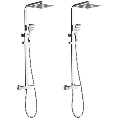 Auralum Colonna Doccia Acciaio Inox Senza Rubinetto, Set Doccia con Soffione  Quadrato da 25 cm e