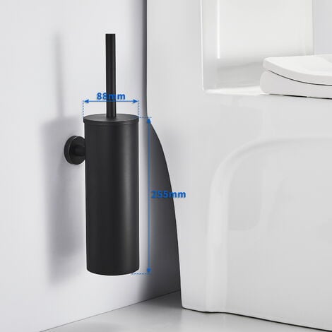 10PCS Portascopino WC Bagno in Acciaio Inox a Parete Nero, Scopino Per WC e  Supporto con