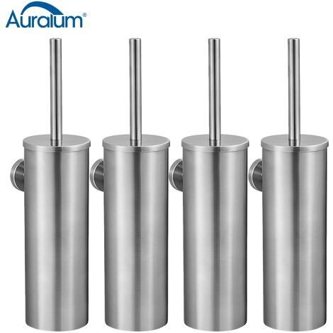 4PCS Scopino Per WC Bagno in Acciaio Inox spazzolato, Auralum Spazzolone WC  con Portascopino, coperchio, resistente