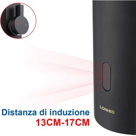 Lonheo Rubinetto a Infrarossi, Rubinetto Miscelatore con Sensore Elettronico Automatico, Rubinetto Bagno Lavabo per lavello funzionamento a batteria, Finitura Nero