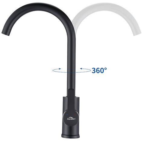 Rubinetto Cucina Nero Ulytid - Miscelatore Monocomando Con Bocca Alta Girevole 360&deg;, Acciaio Inox 304