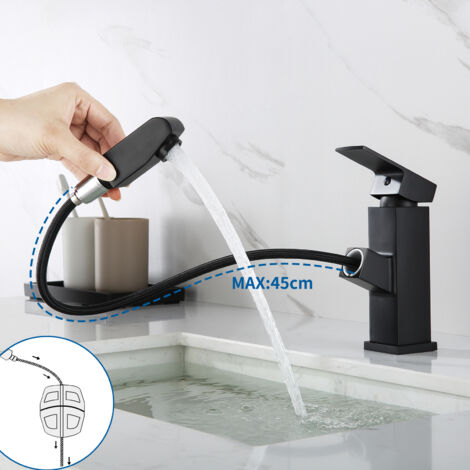 KEOKBON Rubinetto Da Bagno Con Tirante – Scarico – Rubinetto Per Lavabo Con Altezza Di Beccuccio, Rubinetto Da Bagno Ad Alta Pressione – Miscelatore - Foto 5