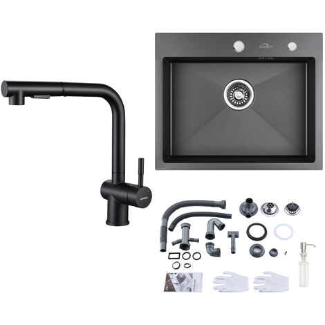 Lavello Da Incasso In Acciaio Inox 40x38cm - Grigio Scuro, Con Scarico, Per Cucina E Bagno - Foto 9