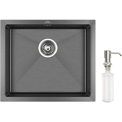 Lavello Da Incasso In Acciaio Inox 40x38cm - Grigio Scuro, Con Scarico, Per Cucina E Bagno - Foto 2