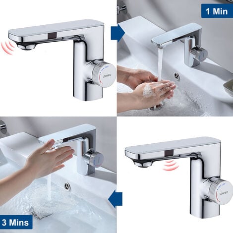 Auralum Rubinetto Del Lavabo Con Doppio Sensore A Infrarossi Miscelatore Monocomando Per Bagno