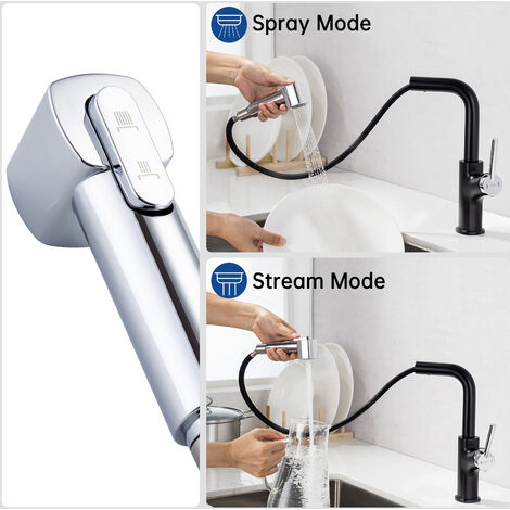 Lavello da Cucina 55x45cm + Estraibile Rubinetto da Cucina + 300ml dispenser di sapone e Sifone, Lavello Incasso in Acciaio Inox, Girevole a 360 Miscelatore Monocomando Cucina