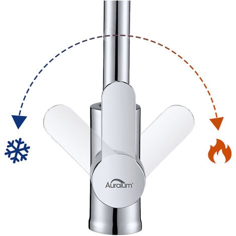 Auralum Rubinetto Miscelatore Monocomando Cucina Lavello, Rubinetto da Cucina con bocca alta 25,5 cm, Girevole a 360° Rubinetto Cucina per lavello, Cromo