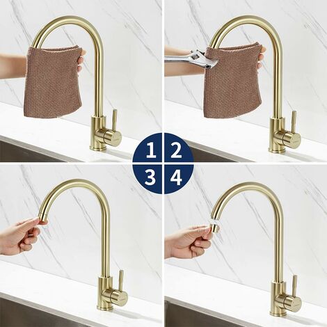 Auralum Rubinetto Miscelatore Monocomando Cucina Lavello, Rubinetto da Cucina con bocca alta 25,5 cm, Girevole a 360° Rubinetto Cucina per lavello, Cromo