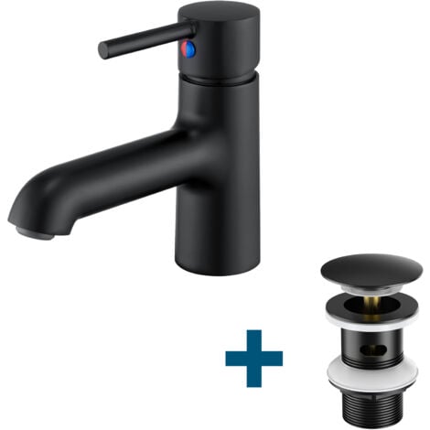 Auralum Rubinetto Bagno Nero Miscelatore Lavabo Scarico Pop Up Con Troppopieno Rubinetto