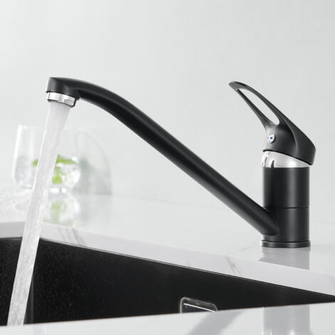 Auralum Rubinetto Cucina Nero, Rubinetto Lavello Cucina Girevole a 360