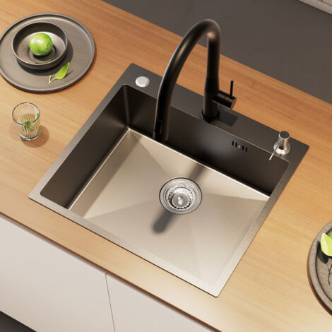 Auralum Lavello Da Cucina 1 Vasca In Acciaio Inox Spazzolato Con 300ml - Foto 2